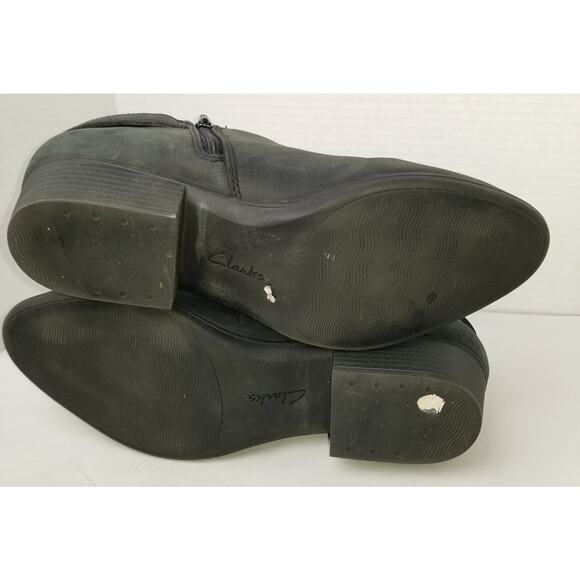 CLARKS COLLECTION Women's Black Adreena Field Leather Booties Block Heel Sz 10M - Picture 6 of 9